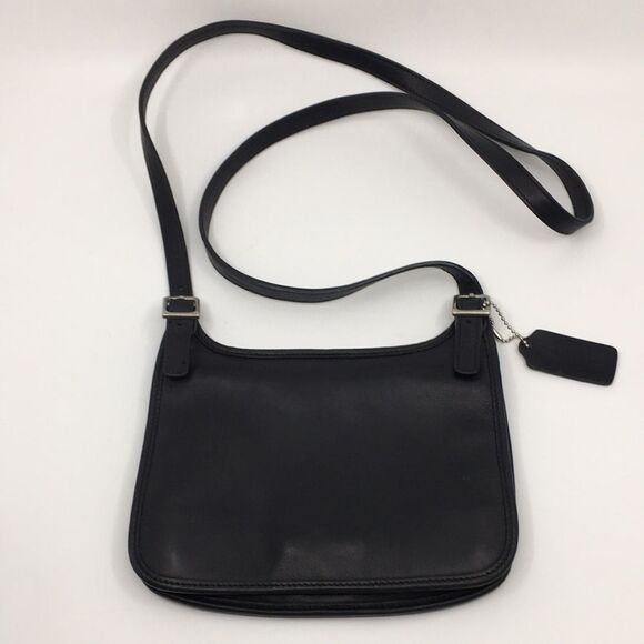 Vintage Coach Mini Hippy Flap Black Leather Crossbody Shoulder Bag Style 9142 - Picture 1 of 17